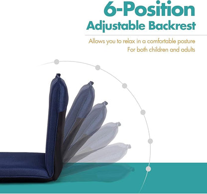 S AFSTAR Adjustable Floor Chair, Cushioned Lounger Recliner with 6-Position Comfortable Back Support & Thick Padded, Lazy Sofa Floor Gaming Chair, Floor Seat for Gaming Reading Meditation (Navy)