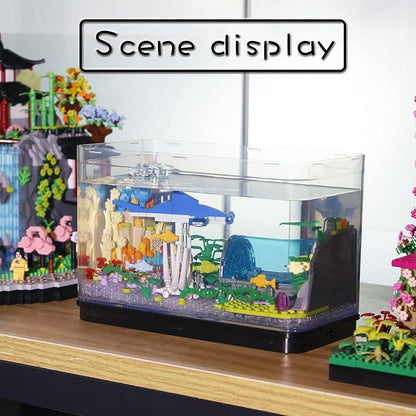 Fish Tank Building Blocks Toy Sets,Creative Ideals Aquarium Building Blocks(Can add Water and Charge Light Effects), Best Choice for 6+ Boys, Girls or Adults