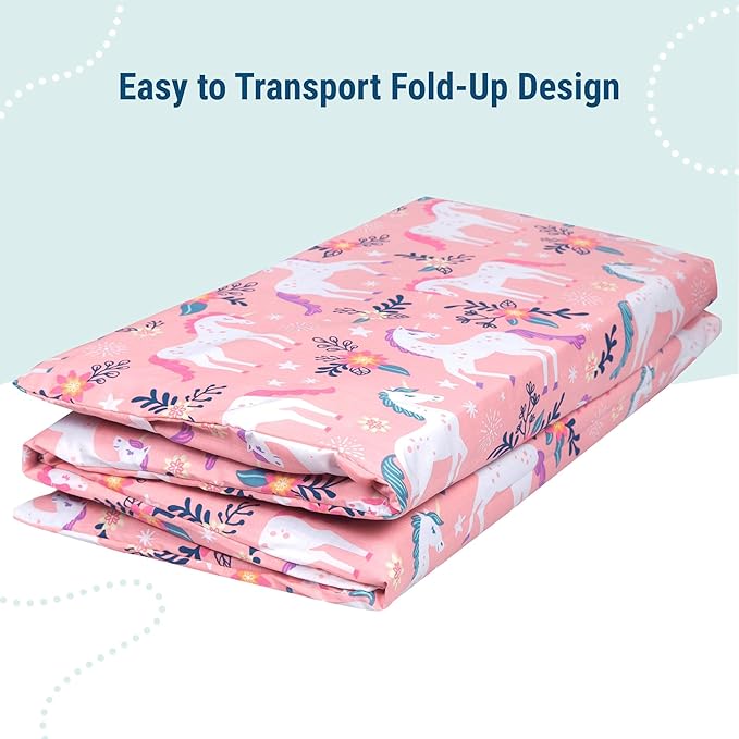 Wildkin Kids Nap Mat Cover for Boys & Girls, Sewn-in Flap Design Rest Mat Cover, Perfect for Preschool and Daycare, Fits our Vinyl Nap Mat up to 1.5 Inches Including Basic Sleep Mat (Magical Unicorns)