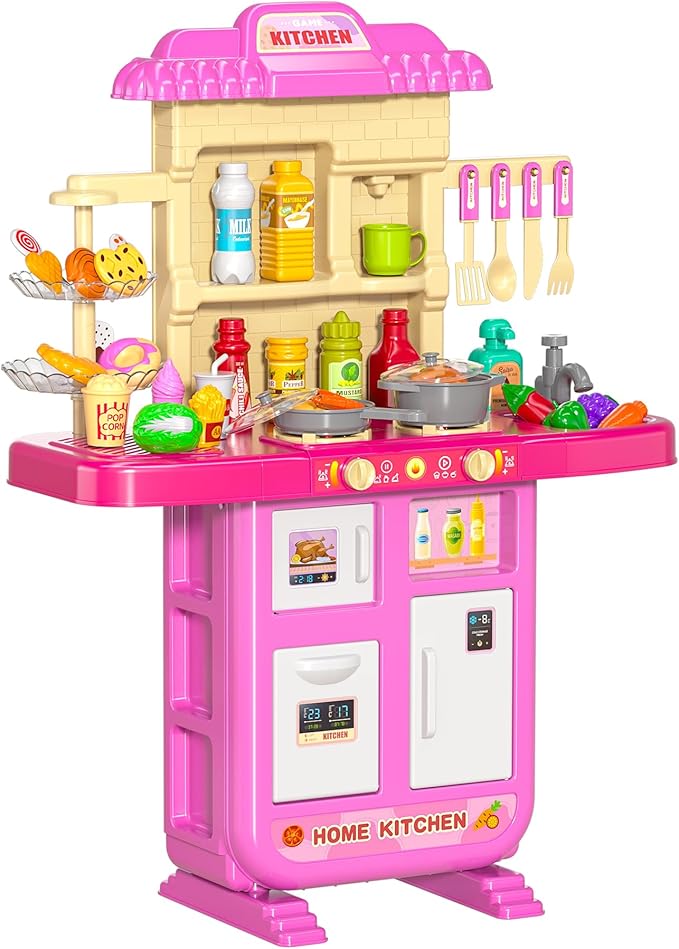 TEMI Pretend Food Kitchen Toys for Girls Age 3 4 5 6 7 8 - Toy Kitchen Accessories Food Toy for 3 4 5 6 Years Old Girls, Play Kitchen Accessories Cutting Food Toy, Pretend Play for Boys, Girls