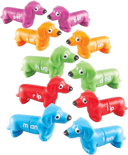 Learning Resources Snap-N-Learn Rhyming Pups Toy - Phonics, Letter Game, Toddler Color Recognition, Montessori Preschool Activities, Matching Set, Fine Motor Skills, Gifts for Boys and Girls
