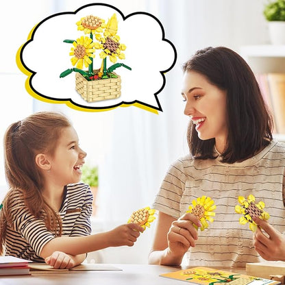 Sunflower Bouquet Building Block Set, 550 Pcs Mini Building Block Bouquet Building Block Set, Flower Building Toys, Creative Building Block Plant Series, Gift for Adults and Kids