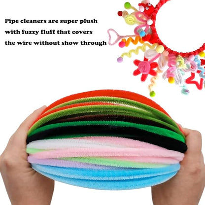 Swpohrat 100 Pieces Dark Green Pipe Cleaner Craft Set,Thick Fuzzy Chenille Stem Pipe Cleaners for DIY Craft Projects and Decorations