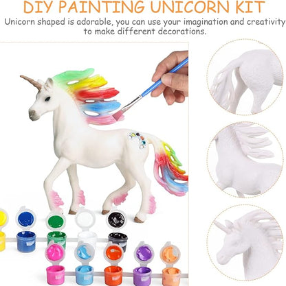 Zerodeko 4pcs DIY Painting Unicorn Toys, Unicorn Arts and Crafts Painting kit Paintable Unicorn Figurines Unicorn Coloring Kits Art Craft Toys for Kids (White)