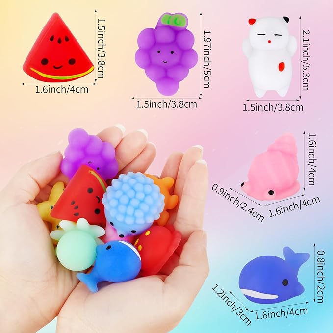 Hooqict 20Pcs Squishy Toys Stress Balls for Kids Kawaii Squishies Squishy Fidget Sensory Toys for Boys Girls Classroom Prizes, Goodie Bag Stuffers, Easter Basket, Christmas Stocking Stuffers