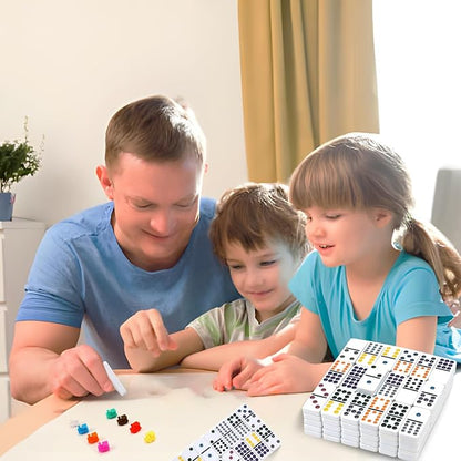 Mexican Train Dominoes Game Set, Double 12 Colored Dot Dominoes with Update Hub, Travel Domino Train Game with 91 Tiles and Portable Carry Case, Family Board Team Games for Kids and Adults