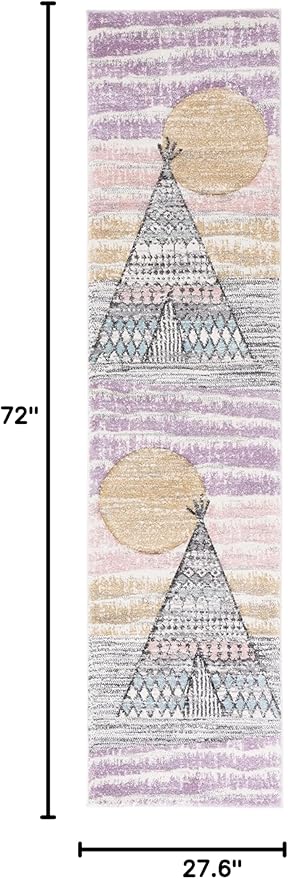 SAFAVIEH Carousel Kids Collection Runner Rug - 2'3" x 6', Grey & Pink, Boho Design, Non-Shedding & Easy Care, Ideal for High Traffic Areas for Boys & Girls in Playroom, Nursery, Bedroom (CRK117F)