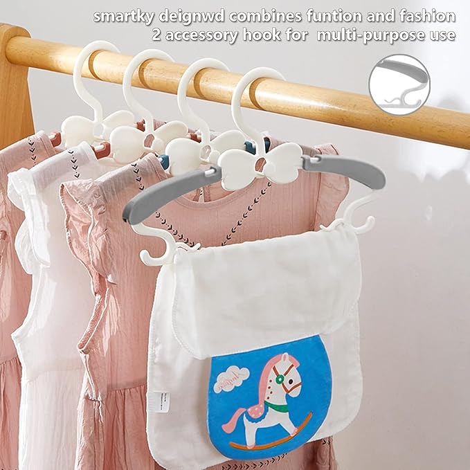 Kids Hangers for Closet - 30 Pack Baby Clothes Hangers, Adjustable Baby Hangers for Nursery, Cascading Plastic Childrens Hangers & Infant Hangers for Closet- Space Saving