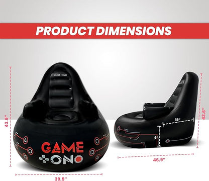 Huge Inflatable Gaming Chairs for Adults, Kids & Teens of All Ages - with Cup Holders & Side Pocket - Premium Game Chair for Gaming Room Décor, Video Gaming, and Comfortable Seating