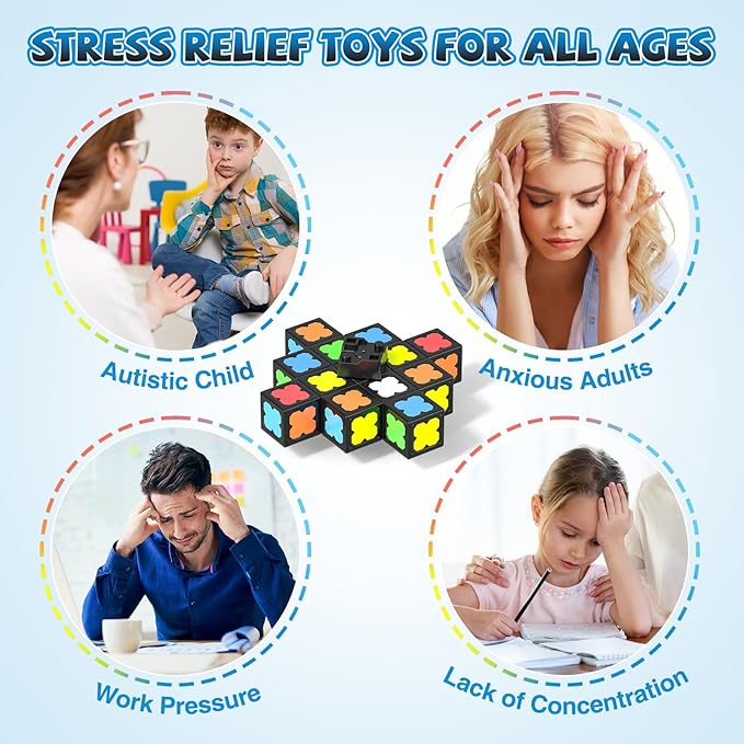 Magnetic Fidget Spinner Mini-13 Blocks, Glow Magnet Cube & Transformable Fidget Spinner & Infinity Cube & 2x2x2 Cube-4 in 1 Toy, STEM Magnetic Tiles Stress Relief Sensory Gift for Kid Boy Girl Adult
