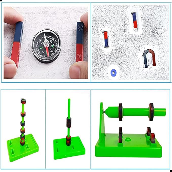 Magnet Science Kit, Magnetic Experiments Games Physical Mechanics Teaching Tools Equipment Compass Aids DIY Magnets Set Stones Mutual Attraction Decompression Toy Free Combination Office Stress Toy