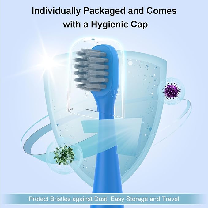 Replacement Toothbrush Heads 8 Pack for Burst Kids Electric Toothbrush, Blue and Pink