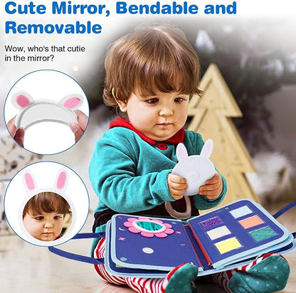 JHkim Busy Board Montessori Toys for 1 2 3 4 Year Old Boys Girls Gifts, Sensory Toy for Toddlers 1-3, Educational Activities Travel Toy for Airplane Car, Busy Book for Learning Fine Motor Skills,Blue