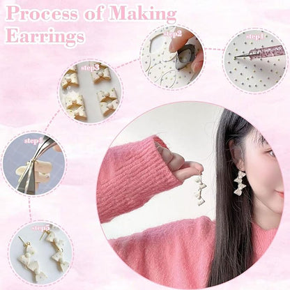 Fesorsi 800 Pcs Clay Earring Making Kit, 67 Polymer Clay Molds Stainless Steel, Polymer Clay Tools with 8 Circle Cutters, 1 Clay Letter Stamps and 710 Pcs Earring Accessories for DIY Jewelry