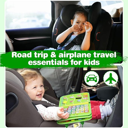 JHkim Busy Board Montessori Toys for Toddlers 1-3, Birthday Gifts for 1 2 3 4 Year Old Boy Girl, Autism Sensory Travel Toy, Educational Activity Busy Book Board, Learning Fine Motor Skills Toys, Green