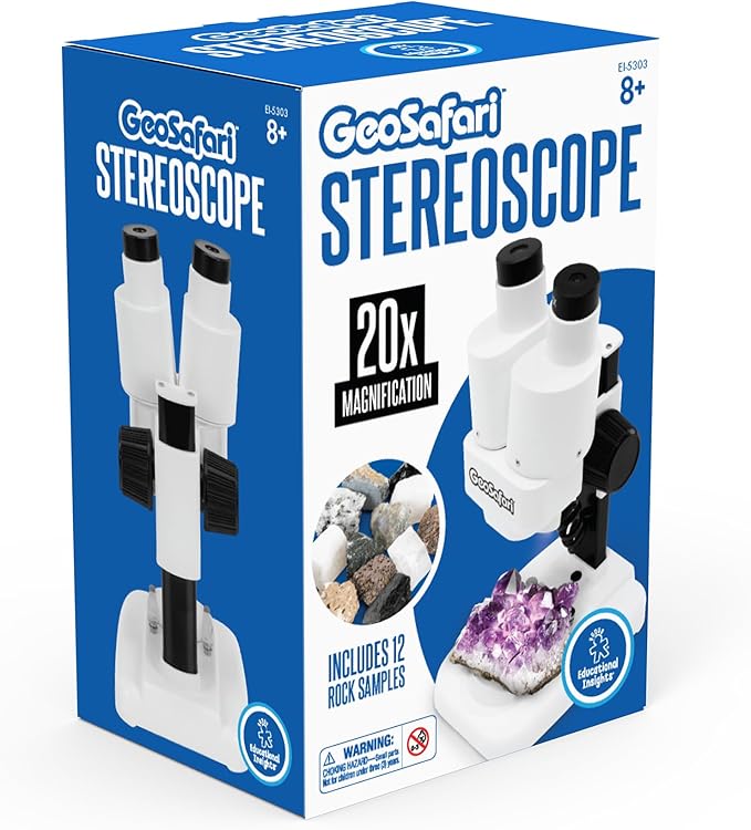 Educational Insights GeoSafari Stereoscope - Introductory Stereo Microscope for Kids Ages 8+, Science Toys for Kids