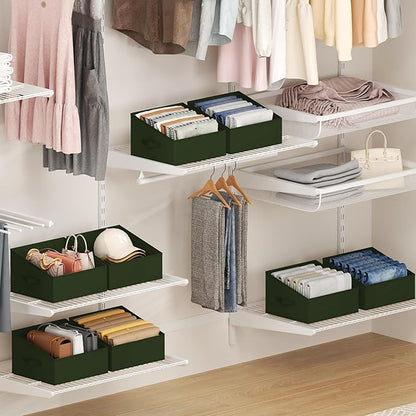 DIMJ Closet Storage Bins 10 Pack - Fabric Storage Baskets for Shelves, Collapsible Clothes Organizer with Handles, Trapezoid Shelf Organization Storage Cubes for Purse, Toys, Books, Towel, Clothes