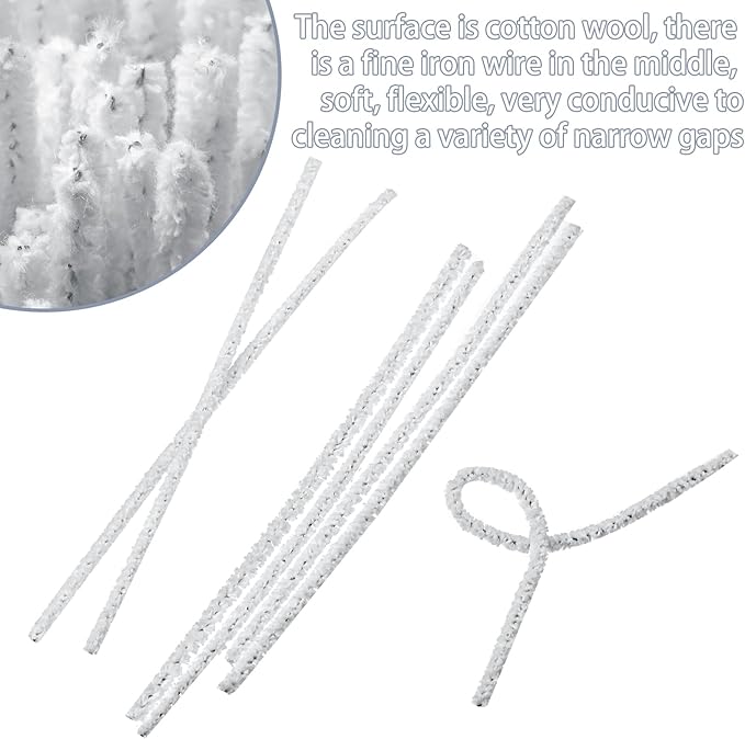 Patelai 150 Pieces 6 Inch Long Soft Pipe Cleaners Long Chenille Stems Twistable Cleaners with Storage Box for Removing Dirty Cleaning Glass Ceramic(White)