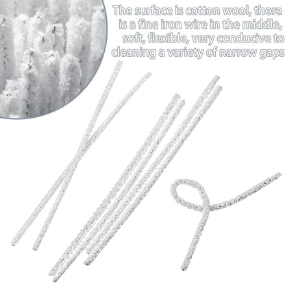 Patelai 150 Pieces 6 Inch Long Soft Pipe Cleaners Long Chenille Stems Twistable Cleaners with Storage Box for Removing Dirty Cleaning Glass Ceramic(White)