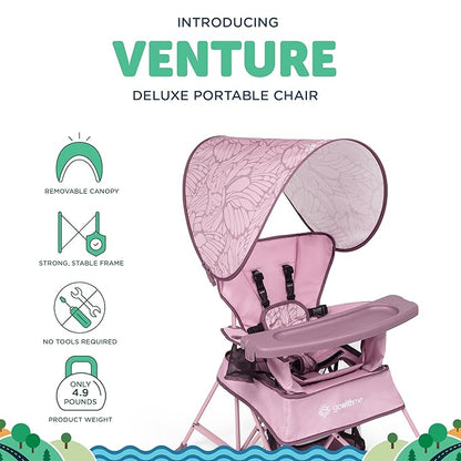 Baby Delight Go with Me Venture Portable Chair | Indoor and Outdoor | Sun Canopy | 3 Child Growth Stages | Canyon Rose