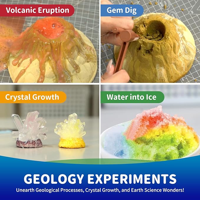 BATURU 270+ Science Experiments Kit for Kids Age 5-12, STEM Science Kit with Volcano, Crystal Growing & Gem Dig, Easter Basket Stuffers & Birthday Gifts, Homeschool Learning Toy