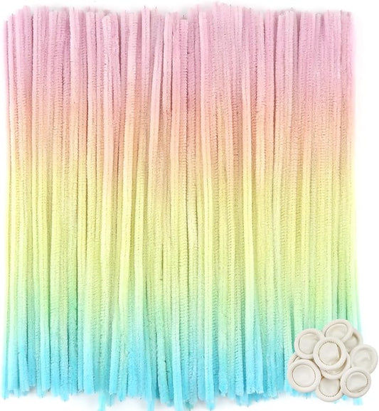 TOAOB 100pcs Gradient Pipe Cleaners Colored Chenille Stems for Crafts 12 Inch Fuzzy Sticks Craft Supplies for DIY Art Craft Projects Home Decorations