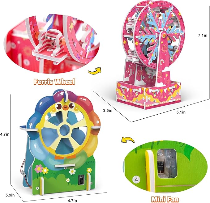 PLANEKO Science Kits for Kids Age 8-12 STEM Projects Activity Craft Kits 3 in 1 Educational Building Kits DIY 3D Puzzles for Kids Science STEM Toys Kits for Boys Girls Age 6-8 8-10 10-12 Birthday Gift