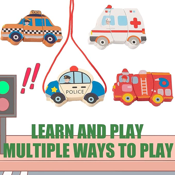 CUCOS Wooden Toddler Puzzles for Kids Ages 1-5 Years Old, Wooden Peg Vehicle Toddler Puzzles, Learning Toys Educational Gift for Girls and Boys