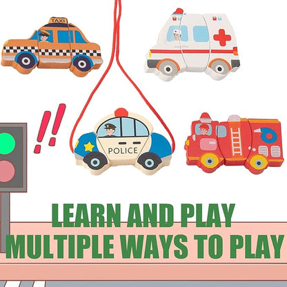 CUCOS Wooden Toddler Puzzles for Kids Ages 1-5 Years Old, Wooden Peg Vehicle Toddler Puzzles, Learning Toys Educational Gift for Girls and Boys