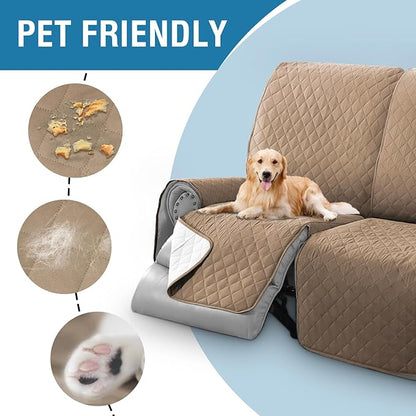 H.VERSAILTEX 100% Waterproof Recliner Sofa Cover Recliner Couch Cover for 3 seat Non Slip Reclining Couch Cover for Dog Washable Furniture Protector with Elastic Straps(Recliner Sofa, French Oak)