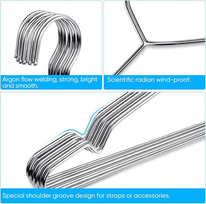 Fayleeko Wire Hangers 10 Pack Coat Hangers Strong Heavy Duty Stainless Steel Metal Hangers 16.5 Inch Ultra Thin Space Saving Clothes Hangers