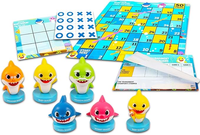 Baby Shark Stampers Set - Bundle with 6 Pc Baby Shark Stampers Kit Box Plus Stickers, Door Hanger | Baby Shark Art Kit, Baby Shark Arts and Crafts for Kids