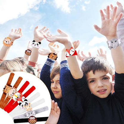 24 Pcs Stuffed Animal Slap Bracelets Plush Slap Bracelets Cute Wrist Slap Band Pets Slap Bracelet Animals Wrist Bear Puppy Pandas for Boys Girls Birthday Gifts Party Favors 8 Styles