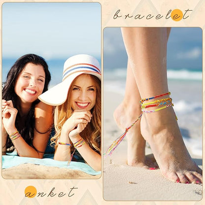 Henoyso 200 Pieces Friendship Bracelets Bulk Handmade Braided String Colorful Braid Friendship Cords Strand Bracelet Party Supply Favors for Birthday Gifts(Pattern Weave)