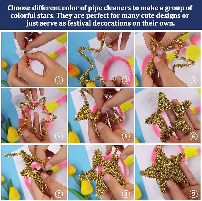 Pipe Cleaners, Pipe Cleaners Craft, Arts and Crafts, Crafts, Craft Supplies, Art Supplies (1000 Glitter Pipe Cleaners)…