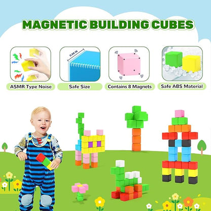 40pcs Magnetic Blocks for Toddler Toys, Large Magnetic Cubes Building Blocks Classroom Must Haves, STEM Preschool Montessori Sensory Magnet Toys for 3 4 5 6 Year Old Boys and Girls