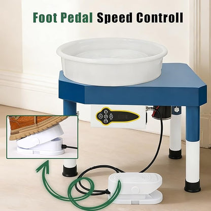 450W 14" Electric Pottery Wheel with LCD Panel Adjustable Speed Foot Pedal,Detachable Basin,Heighten Desk Legs,Clay Toolfor Kids, Adults, Beginners, Home DIY & Professional Pottery Making