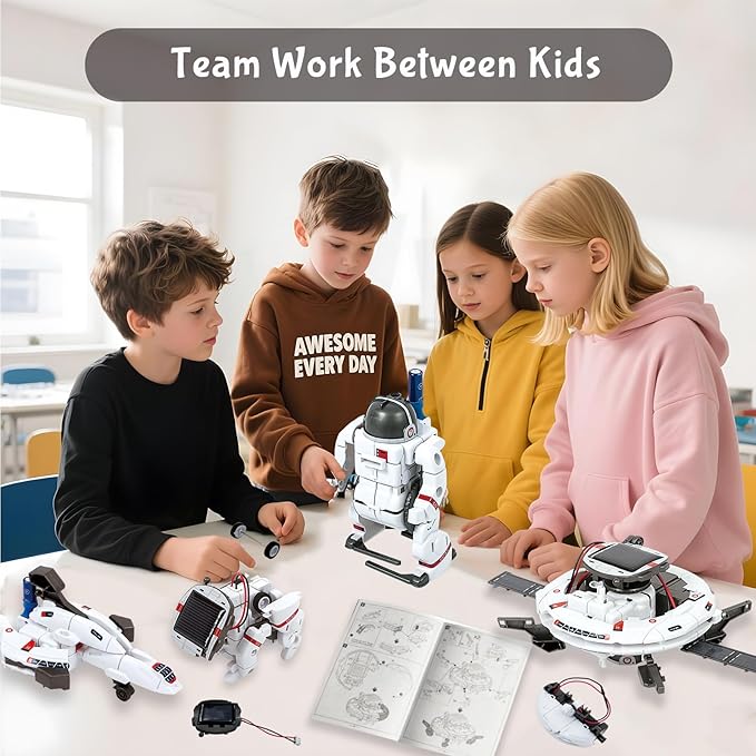 6-in-1 Solar Robot Building Kit for Boys Aged 8-13, Educational Robotic Toys for Kids, Science Kits STEM Toys Birthday Gifts for 8 9 10 11 12 Years Old Boys Girls Teens