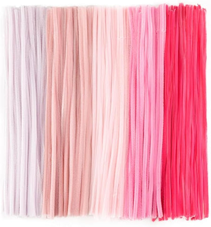Caydo 200 Pieces Pink Pipe Cleaners for Easter Crafts and Decorations, Thickened Fluffy Chenille Stems Bulk for Kids Creative Arts & Craft Projects, Flowers Making