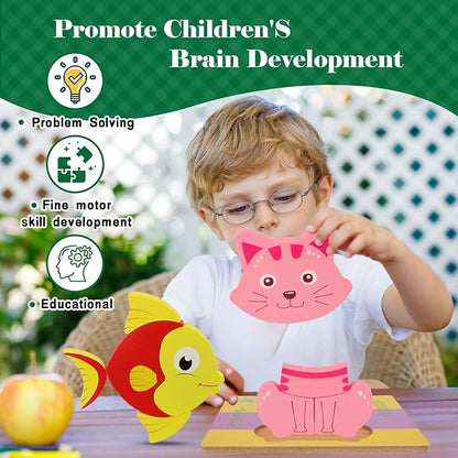 3 Pack Wooden Puzzles for Toddlers,Montessori Toys Puzzle for Kid 3 Year Old,Preschool Educational Learning Colorful Toys Gifts