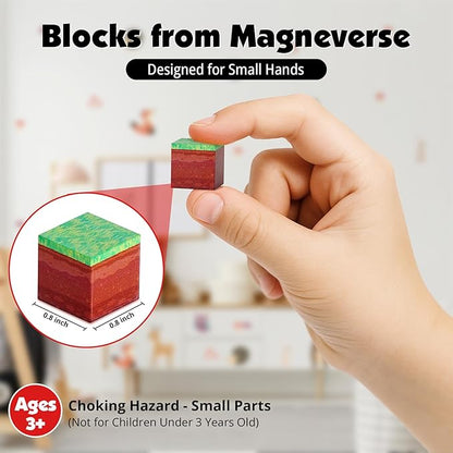 Magneverse 200 PCS 0.8in Magnetic Blocks - Magnet Toys & Magnetic Building Blocks Cubes, Stacking Magnets, STEM Toys for School Acitivities, Birthday Gifts for Boys Age 3+ Years Old (Theme: Forests)