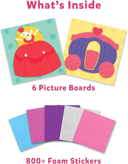 Skillmatics Art Activity - Fun with Foam Unicorns & Princesses, No Mess Felt Sticker Art for Kids, DIY Craft Kits, Valentine's Day Gifts for Boys & Girls Ages 3, 4, 5, 6, 7, Travel Toys