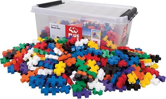 PLUS PLUS BIG - Open Play Set - 600 Piece in Storage Tub- Basic Color Mix, Construction Building Stem Toy, Interlocking Large Puzzle Blocks for Toddlers and Preschool