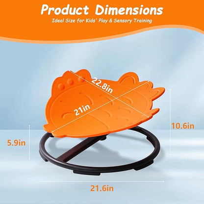 Kids Sensory Swivel Chair - Fish Spinning Chair Seat for Balance, Coordination - Sensory Therapy Stool for Kids with Autism & ADHD - Active Indoor Play Chair for Home & Classroom (Orange)