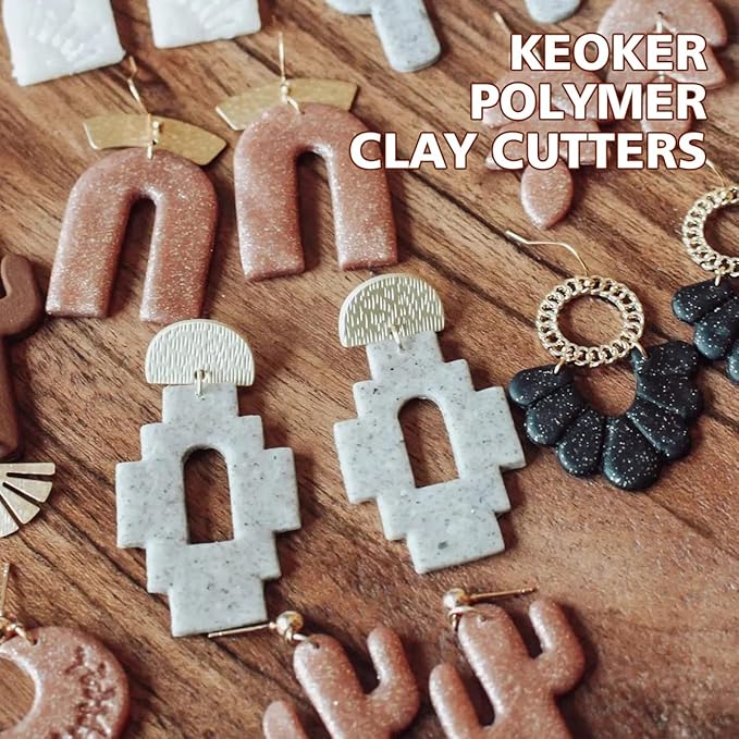 KEOKER Aztec Polymer Clay Jewelry Cutters, Cactus Polymer Clay Cutters, Western Clay Cutters for Polymer Clay Jewelry Making