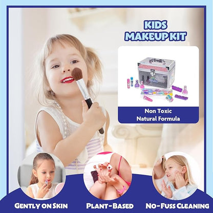Hello Kitty & Friends - Townley Girl Train Case Makeup Set for Kids, Includes Lip Gloss, Eye Shimmer, Nail Polish, Brushes, and More! Perfect for Parties, Sleepovers, and Makeovers. Non-Toxic, Ages 3+
