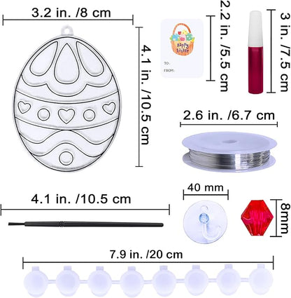 24 Sets Easter Egg Suncatcher Ornaments Decoration DIY Window Paint Art Stickers Craft Kit 8 Designs Easter Egg Suncatchers for Kids Classroom Easter Spring Activity Art Projects Basket Party Favors