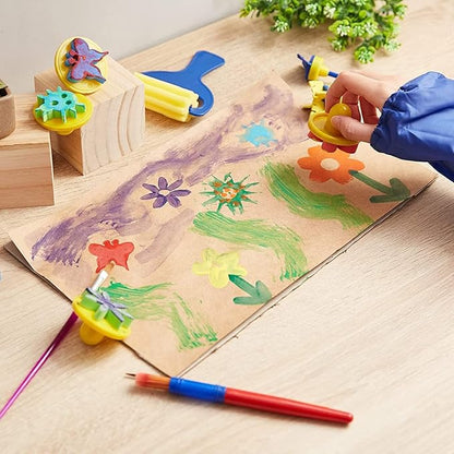 36 Piece Kids Painting Kit for Arts and Crafts with Foam Paint Brushes, Rollers and Stamps