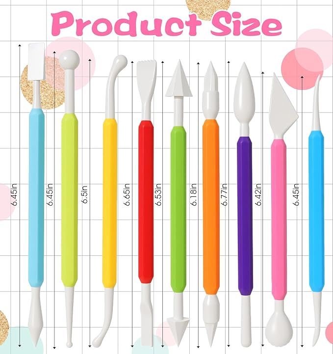 9 Pcs Clay Tools for Kids, Double-Head Sculpting Tools for Pottery, Smooth & Safe for DIY Clay Art, Handmade Craft, School Art Class & Home Hobby