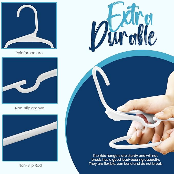 Utopia Home 20 Pack Kids Hangers - 11.5 Inch Plastic Baby Hangers for Closet - Childrens Hanger for Clothes & Infant Hanger for Closet - Ideal for Everyday Standard Use (White)